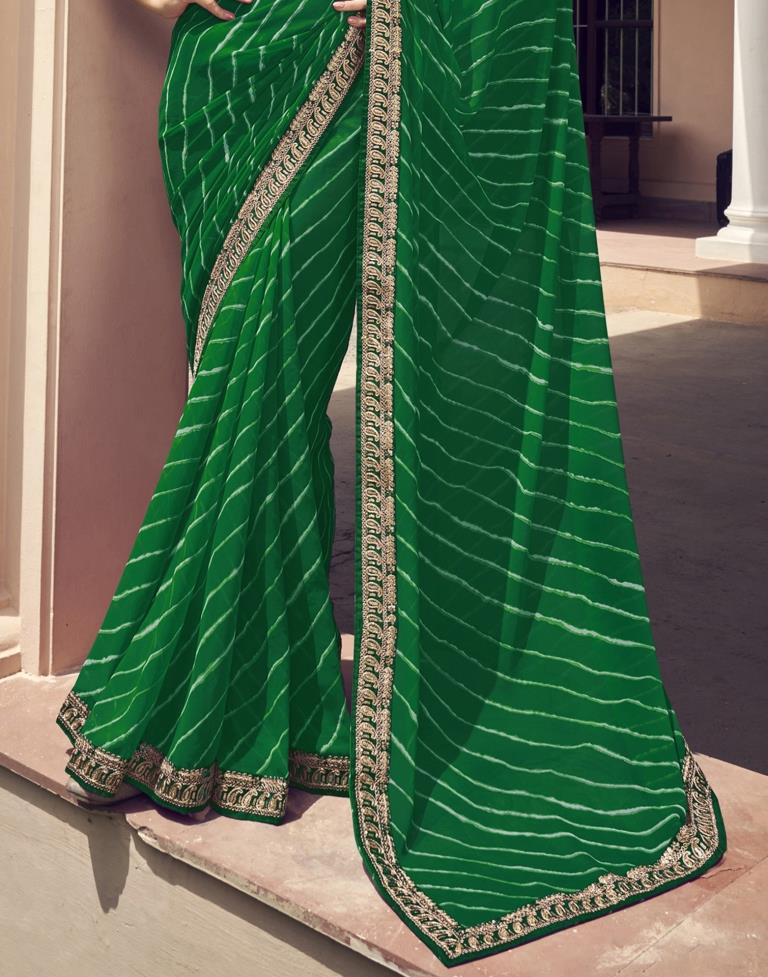 Green Georgette Saree | Leemboodi