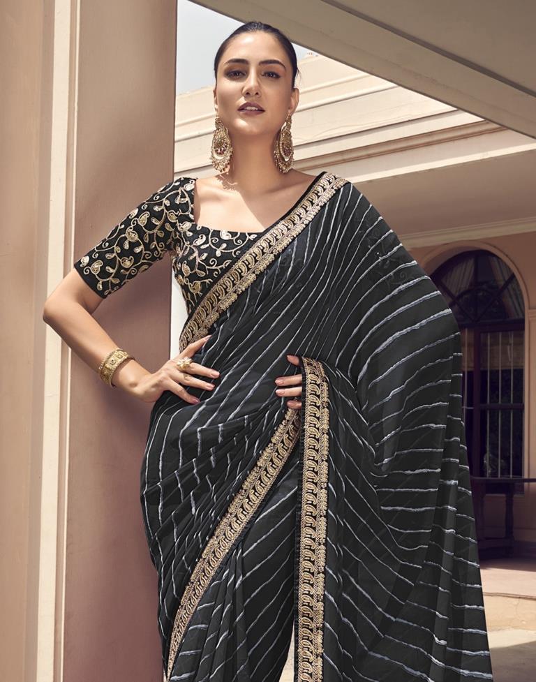 Georgette black clearance saree