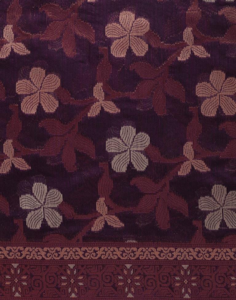 Purple Banarasi Cotton Saree | Leemboodi