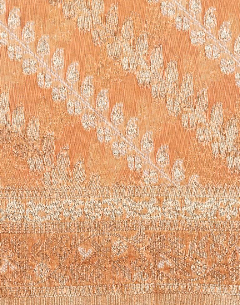 Orange Banarasi Cotton Saree | Leemboodi