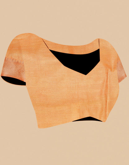 Light Orange Cotton Jacquard Saree | Leemboodi