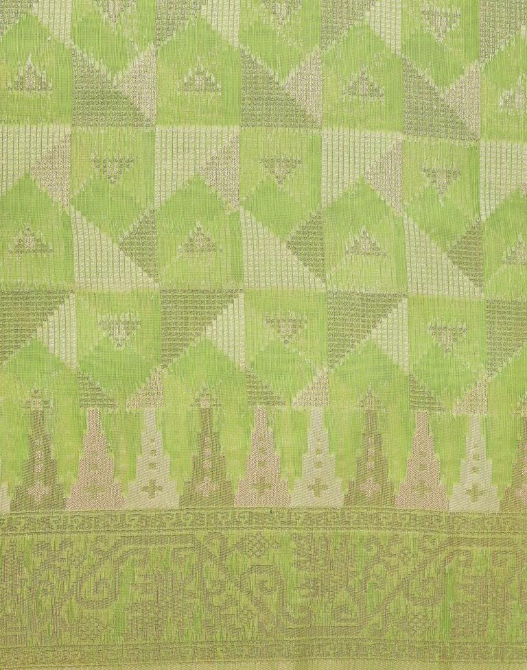 Light Green Banarasi Cotton Saree | Leemboodi