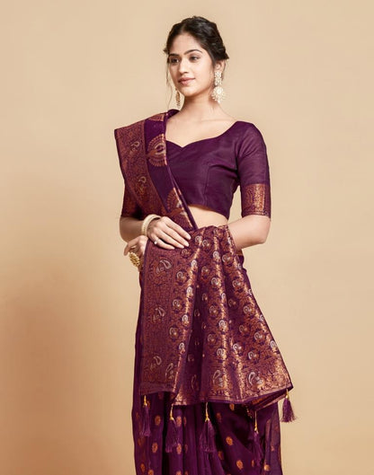 Wine Linen Saree | Leemboodi