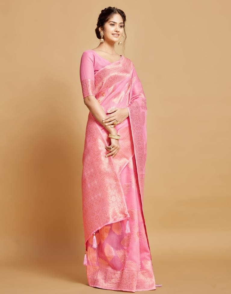 Pink Linen Saree | Leemboodi