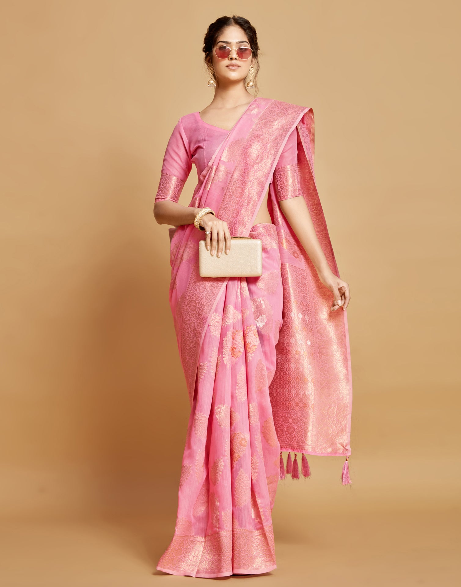 Pink Linen Saree | Leemboodi