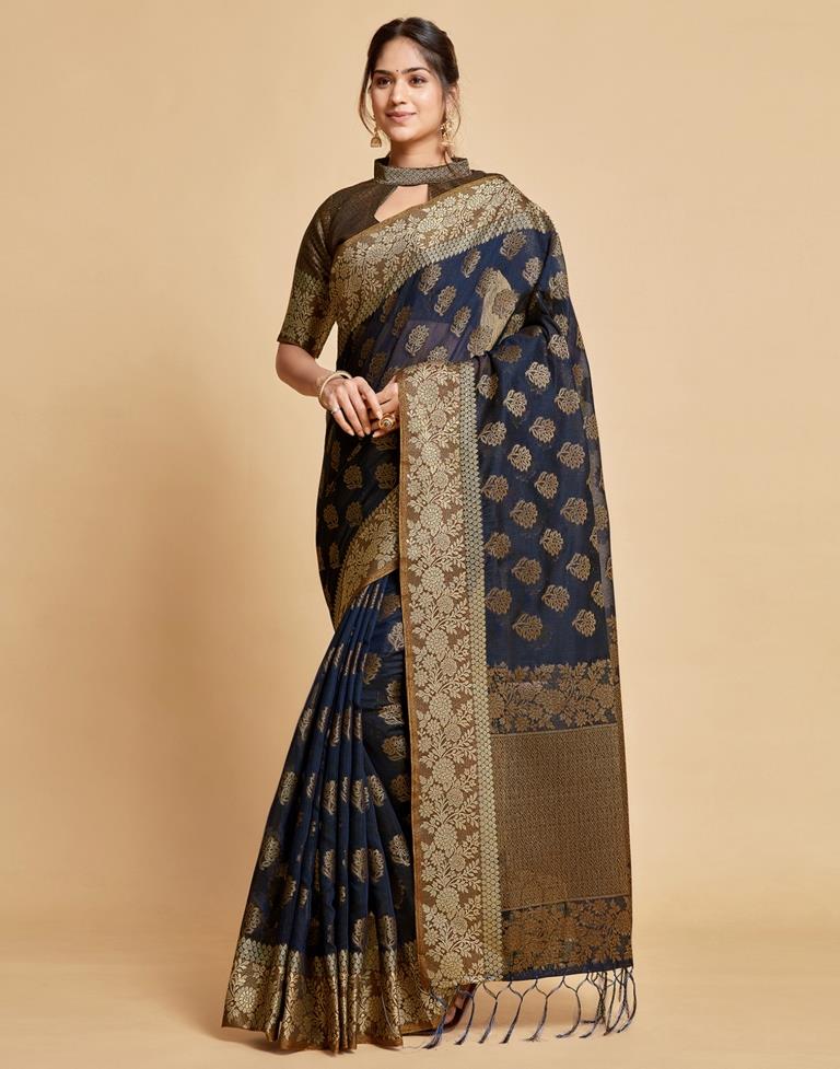 Blue Cotton Saree | Leemboodi