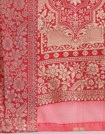 Coral Pink Silk Saree | Leemboodi
