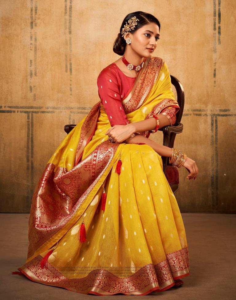 Women's Yellow Designer Saree Collection - Dwija Fashion