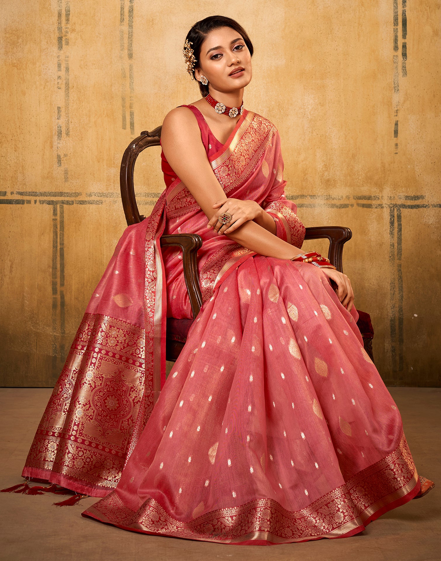 Coral Red Banarasi Patola Silk Saree | New Fashion Wear Women Saree | New  Stylish Saree | Jacquard Work saree for women Traditional Saree -  agrohort.ipb.ac.id