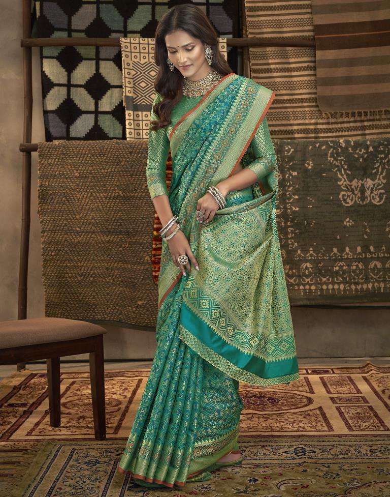 Rama Colour Saree - Buy Stylish Rama Green Saree Online Now