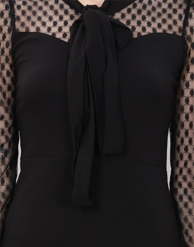Black Coloured Lycra Knitted bodycon dress | Leemboodi