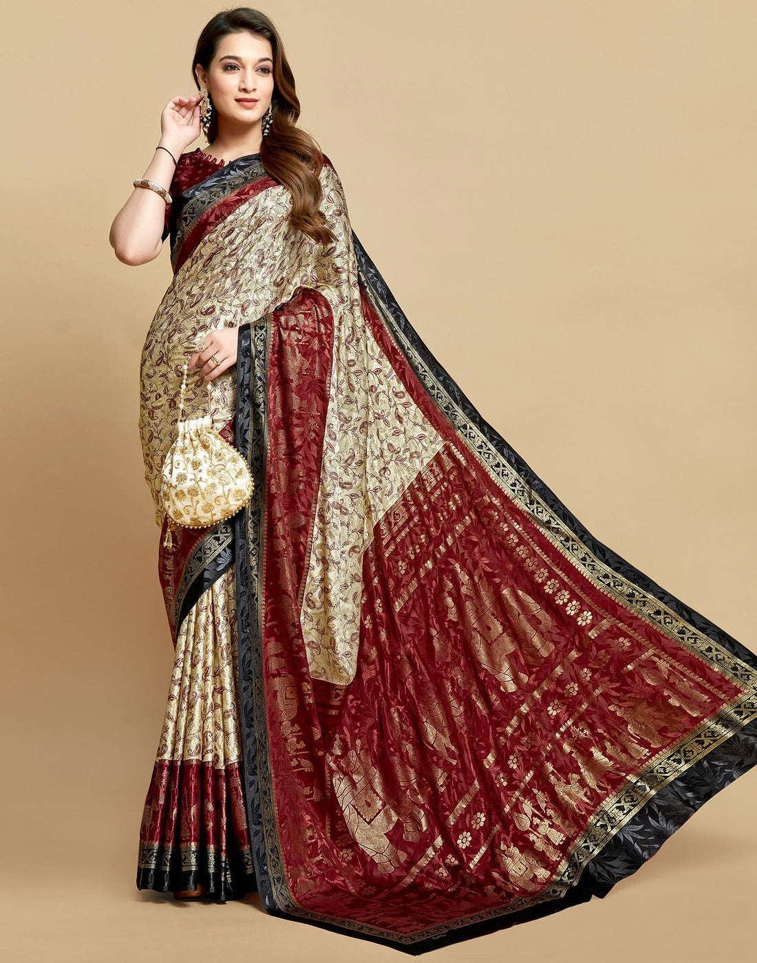 Cream Silk Saree | Leemboodi