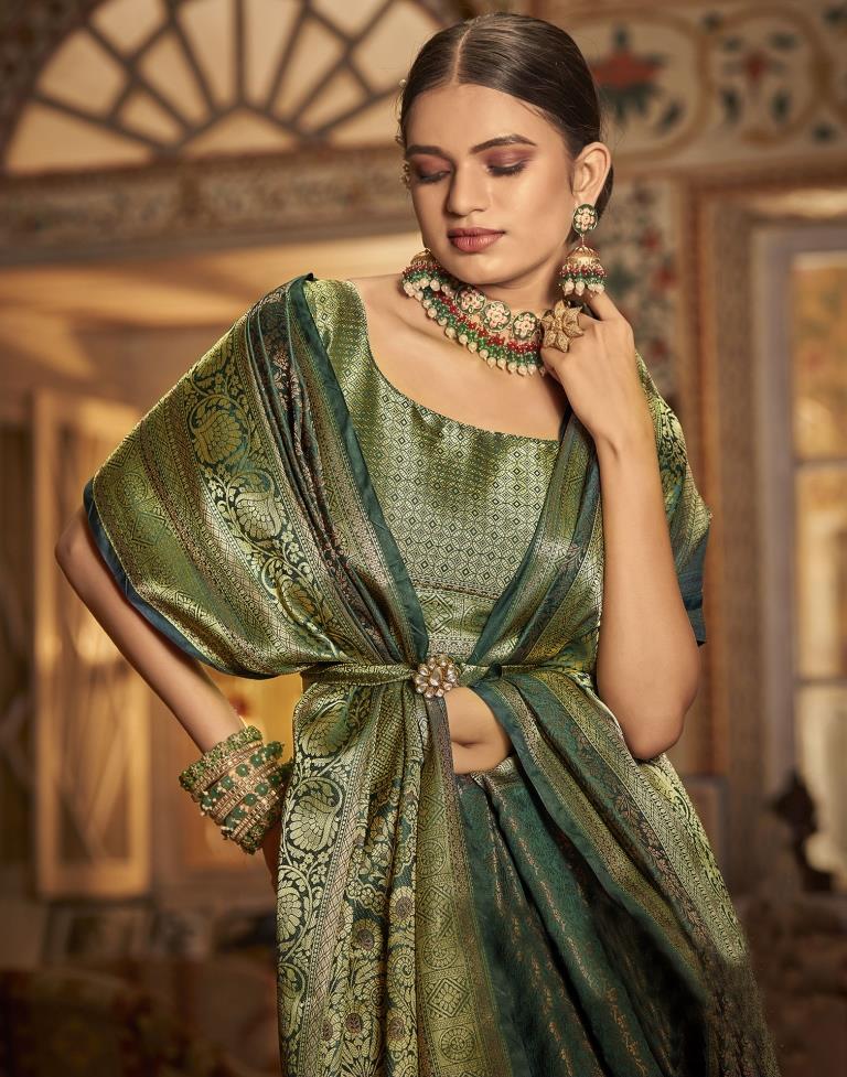 Buy Stylish Dark Green Silk Sarees Collection At Best Prices Online