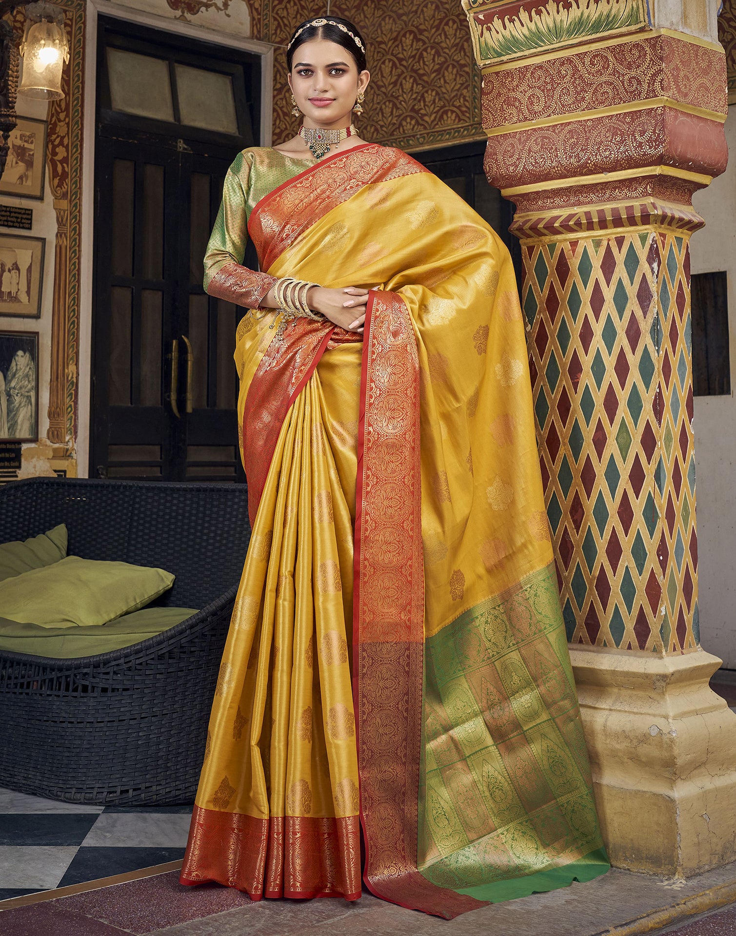 Yellow Silk Saree With Blouse 254427