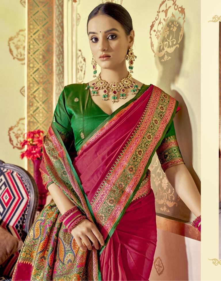 She in PAITHANI Paithani sarees are a symbol of traditional Indian  craftsmanship, known for their intricate designs and … | Saree, Green blouse  designs, Silk sarees