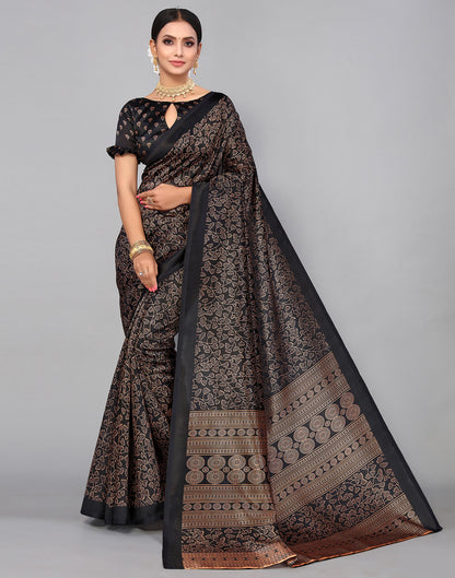 Black Silk Printed Saree | Leemboodi