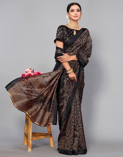 Black Silk Printed Saree | Leemboodi