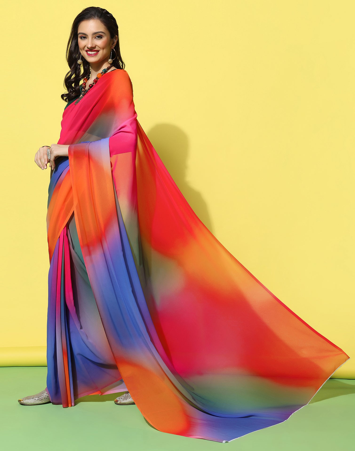 Multicoloured Georgette Saree | Leemboodi
