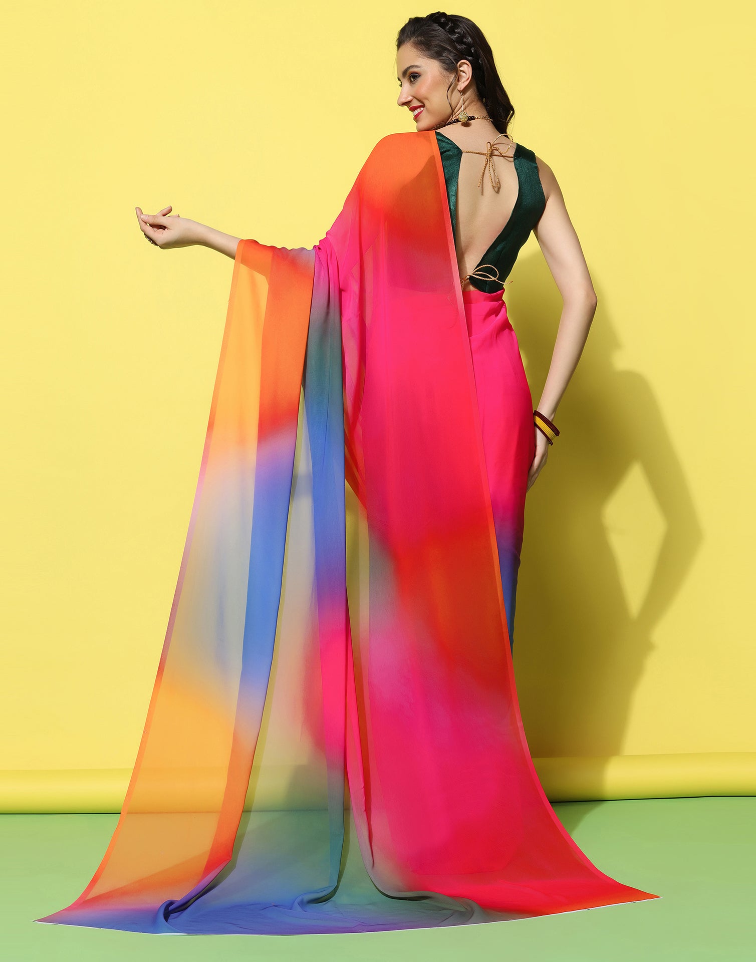 Multicoloured Georgette Saree | Leemboodi