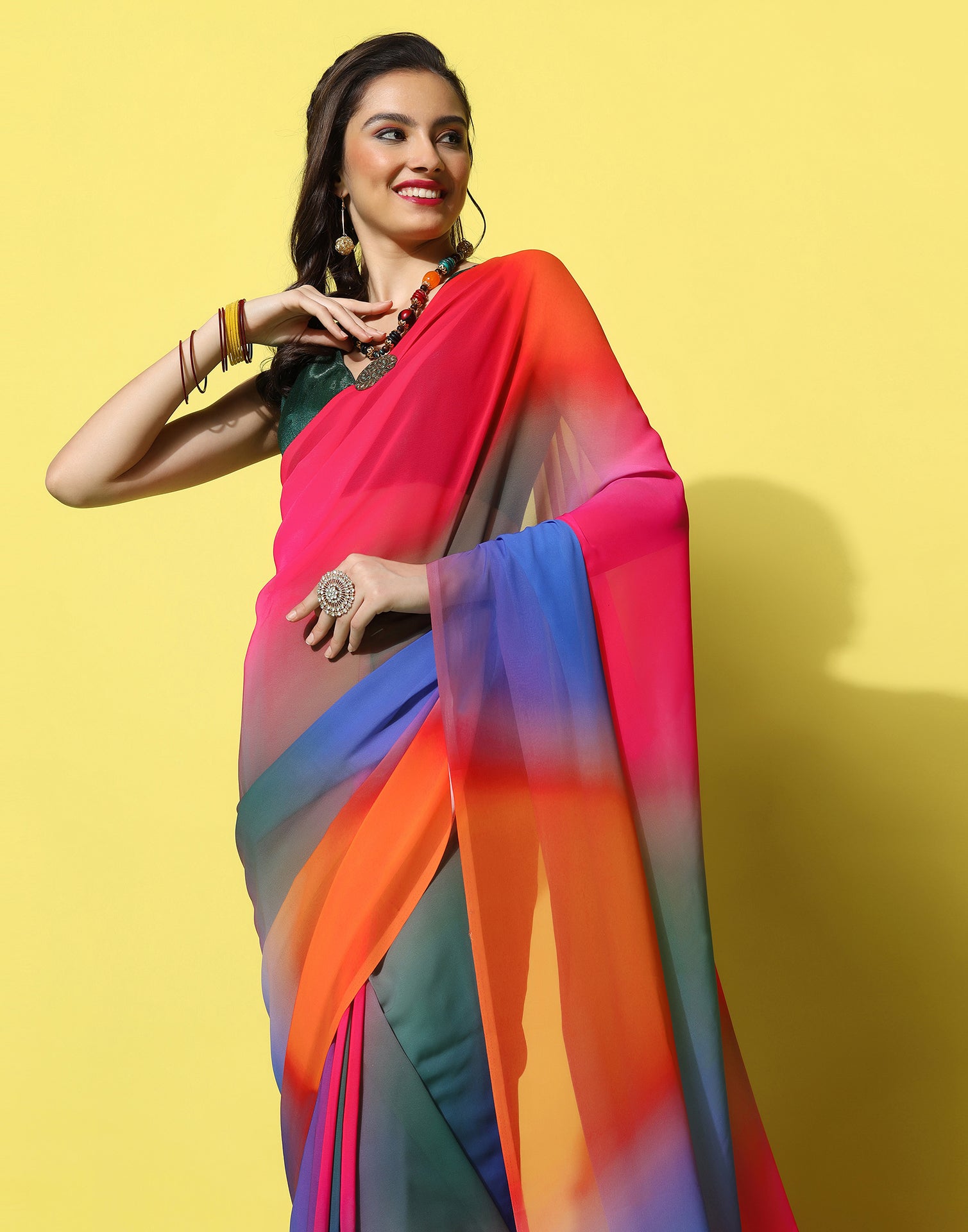 Multi Color Georgette Saree - Manglam Dress