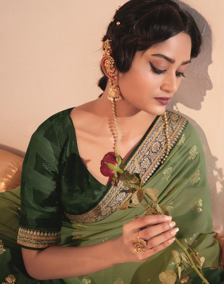 Buy Prutha Fashions Solid/Plain Bollywood Georgette Dark Green Sarees  Online @ Best Price In India | Flipkart.com