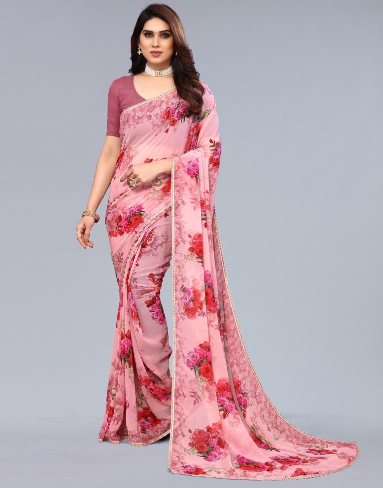 Buy Baby Pink Georgette Saree With Mukaish Work Online - SARV04515 | Andaaz  Fashion