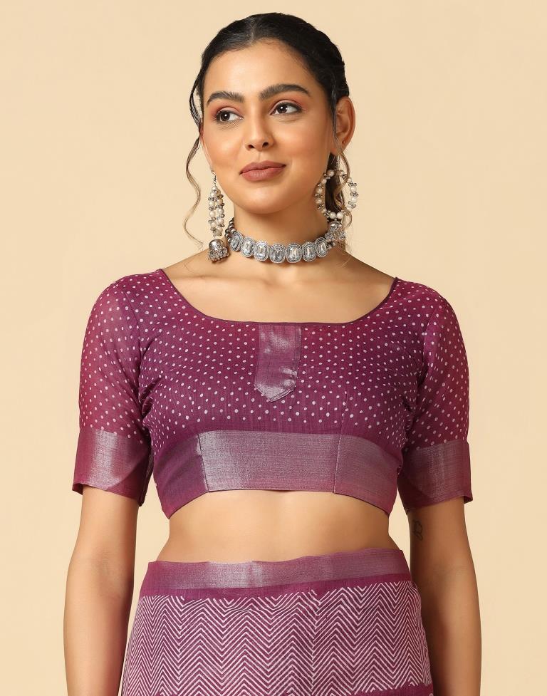 Purple Cotton Printed Saree | Leemboodi