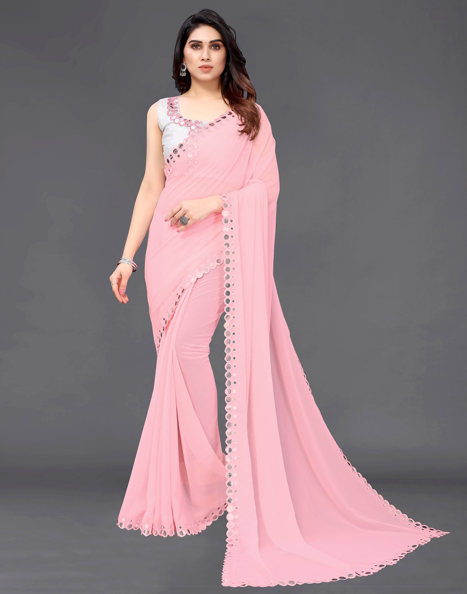 Light Pink Plain Silk Saree – Leemboodi