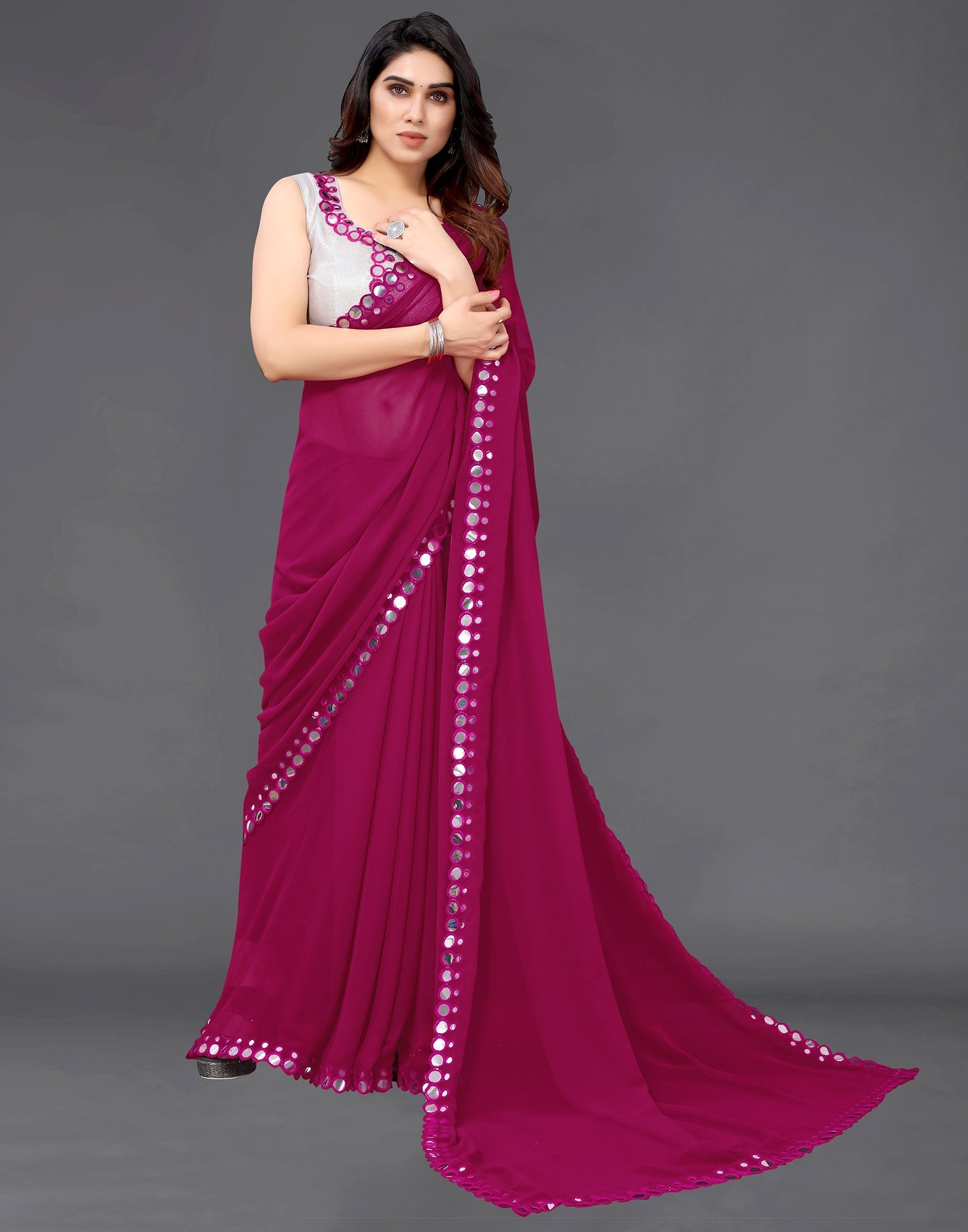 Buy Red Sarees for Women by VIVERA Online | Ajio.com