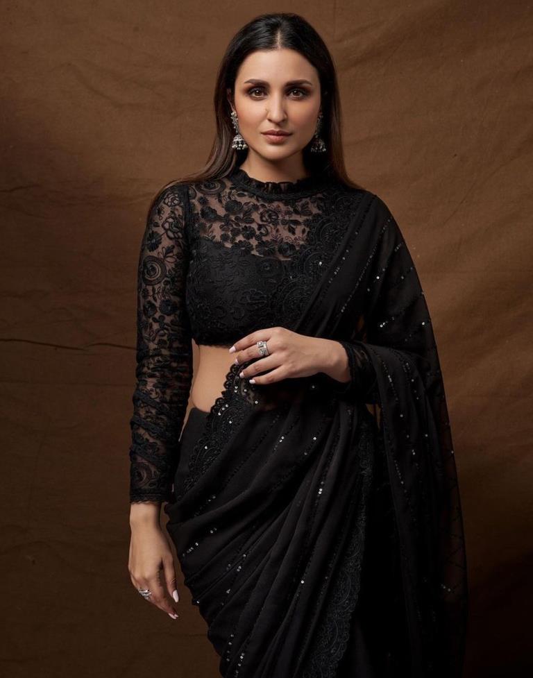 Net Black Saree – Krishanlalraman