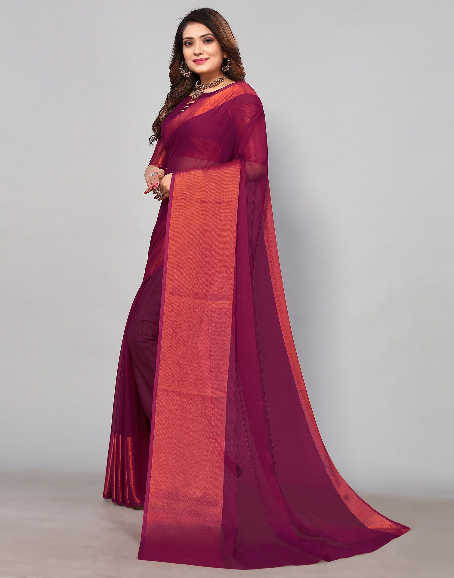 Buy Baby Pink Dual Tone Chiffon Saree online-Karagiri – Karagiri Global