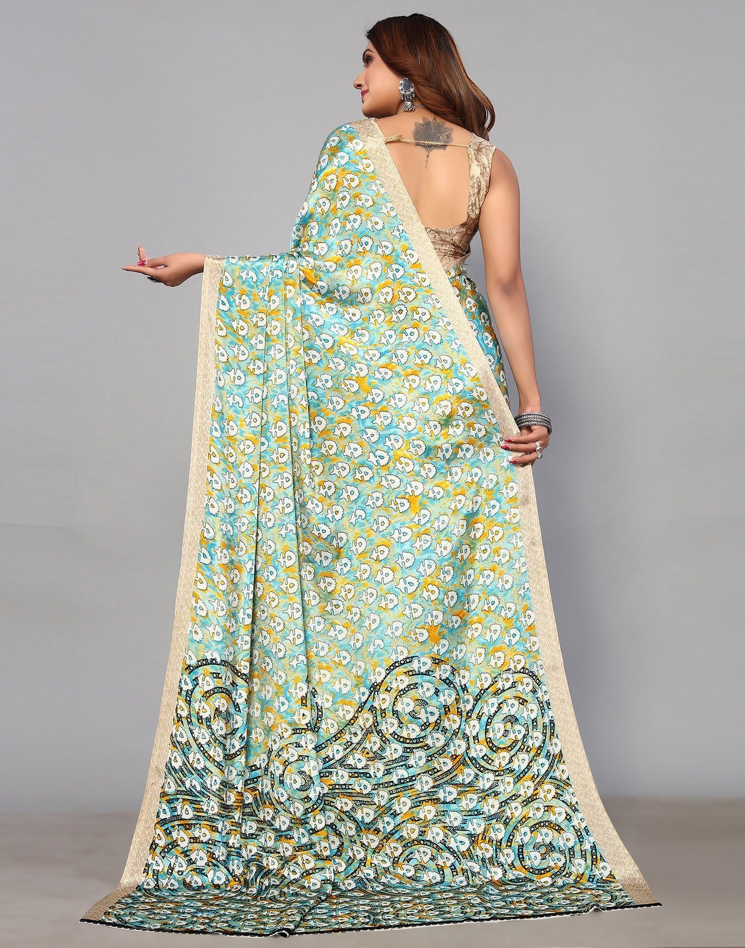 Light Blue Silk Printed Saree | Leemboodi