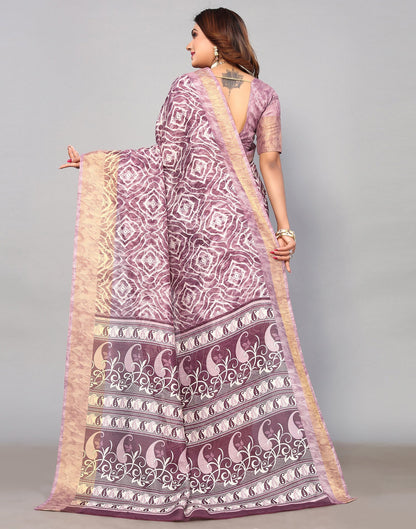 Lilac Cotton Printed Saree | Leemboodi