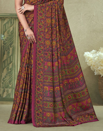 Multicoloured Silk Floral Printed Saree | Leemboodi