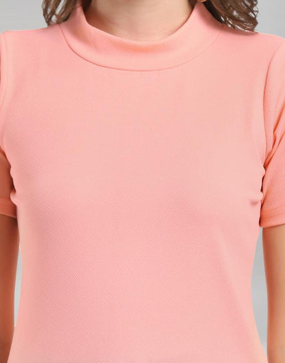 Peach Coloured Lycra Knitted Top | Leemboodi