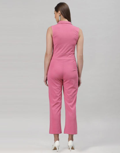 Light Pink Coloured Lycra Plain Jumpsuit | Leemboodi