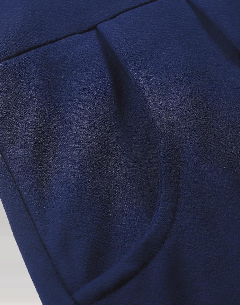 Navy Blue Coloured Lycra Plain Jumpsuit | Leemboodi