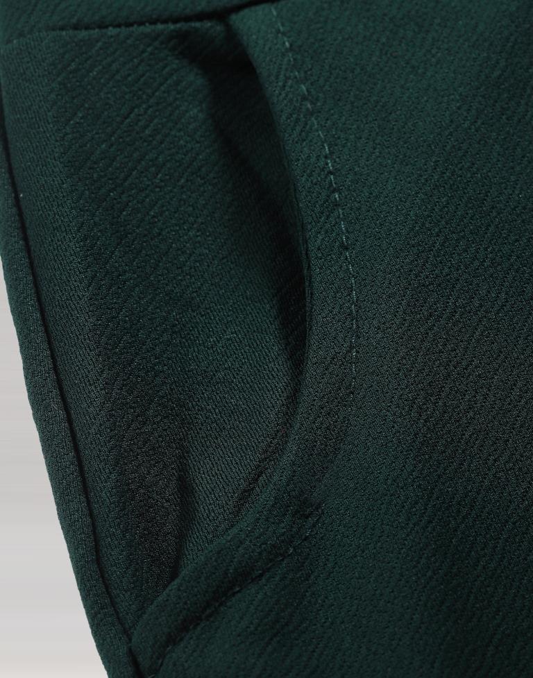 Bottle Green Coloured Lycra Plain Jumpsuit | Leemboodi