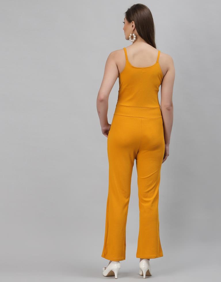 Yellow Coloured Lycra Dyed Jumpsuit | Leemboodi
