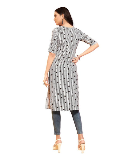 White Printed Crepe Kurti | Leemboodi