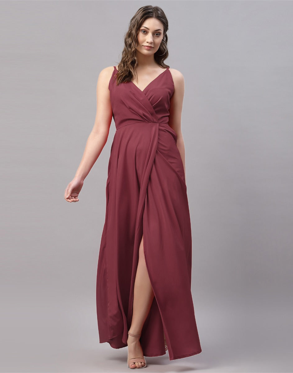 Maroon Slit Dress | Leemboodi