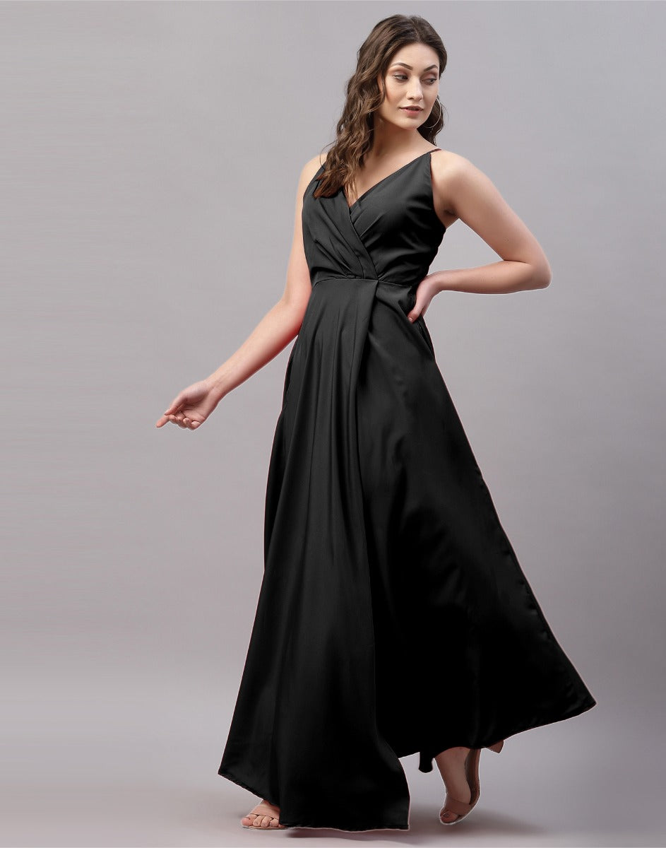 Long Sleeve Black Satin Wedding Dress, African Evening Dress | Black  wedding gowns, Black wedding dresses, Long sleeve prom dress lace