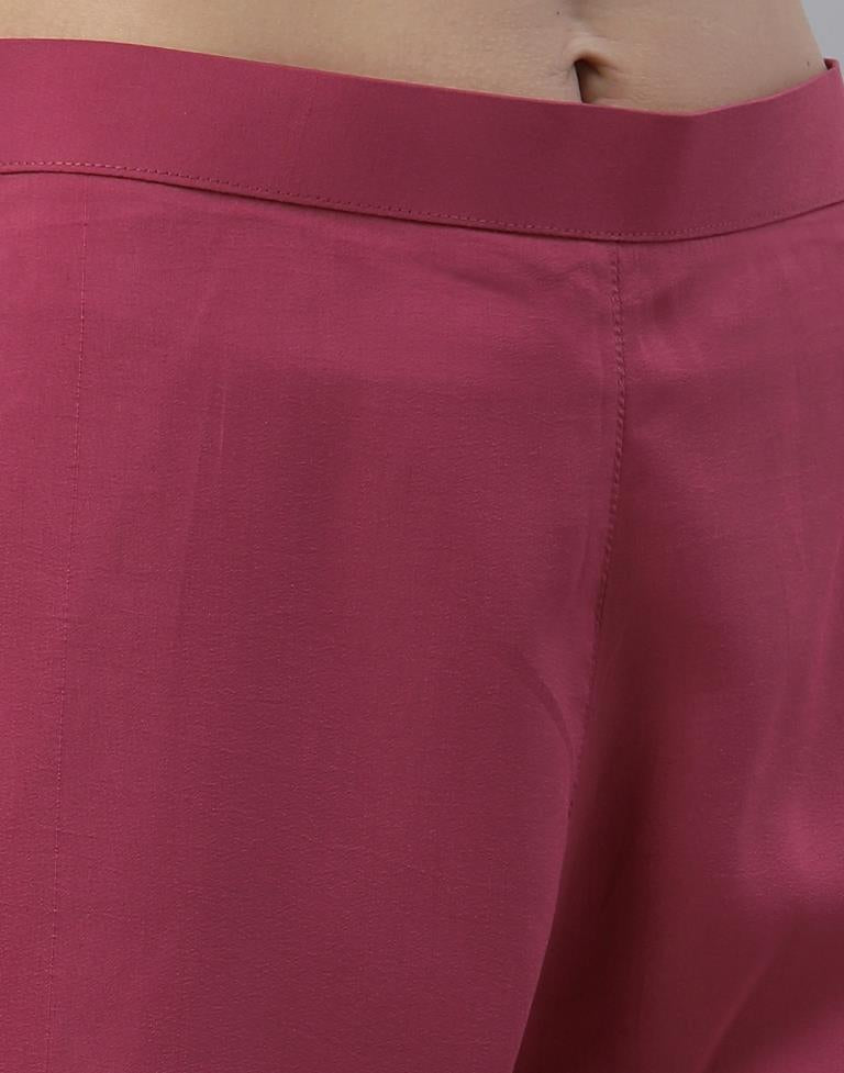 Rose Pink Kurti With Pant And Dupatta | Leemboodi