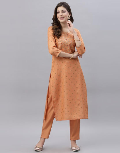 Pastel Orange Kurti With Pant And Dupatta | Leemboodi