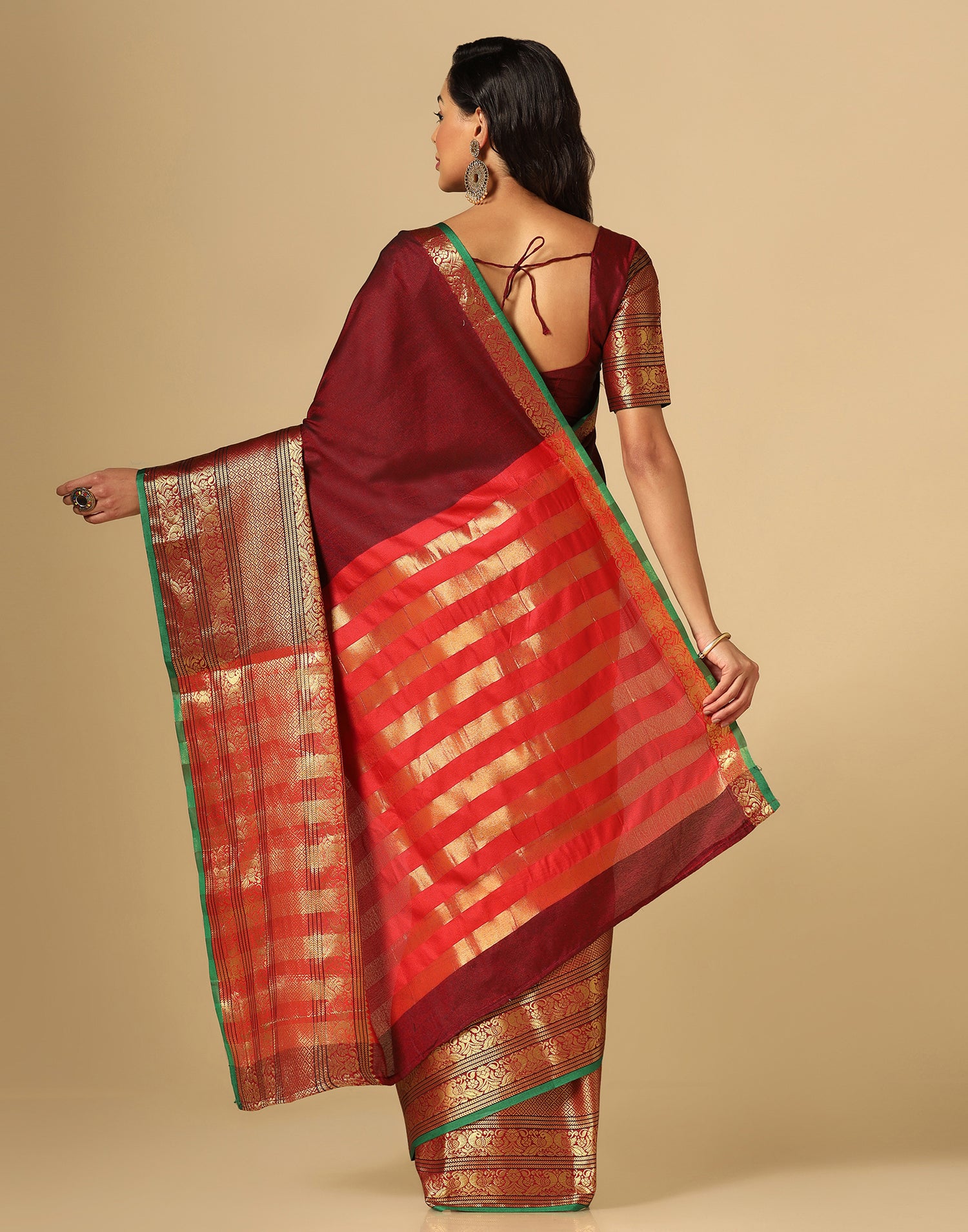 Maroon Silk Woven Saree | Leemboodi