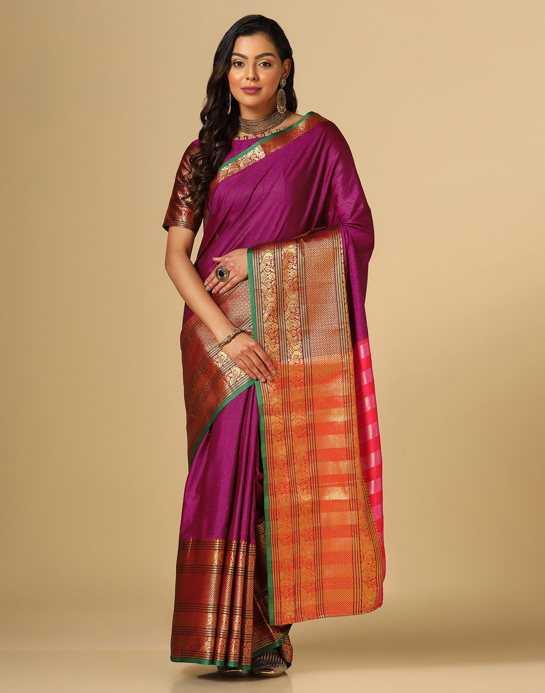Rani Pink Silk Woven Saree | Leemboodi