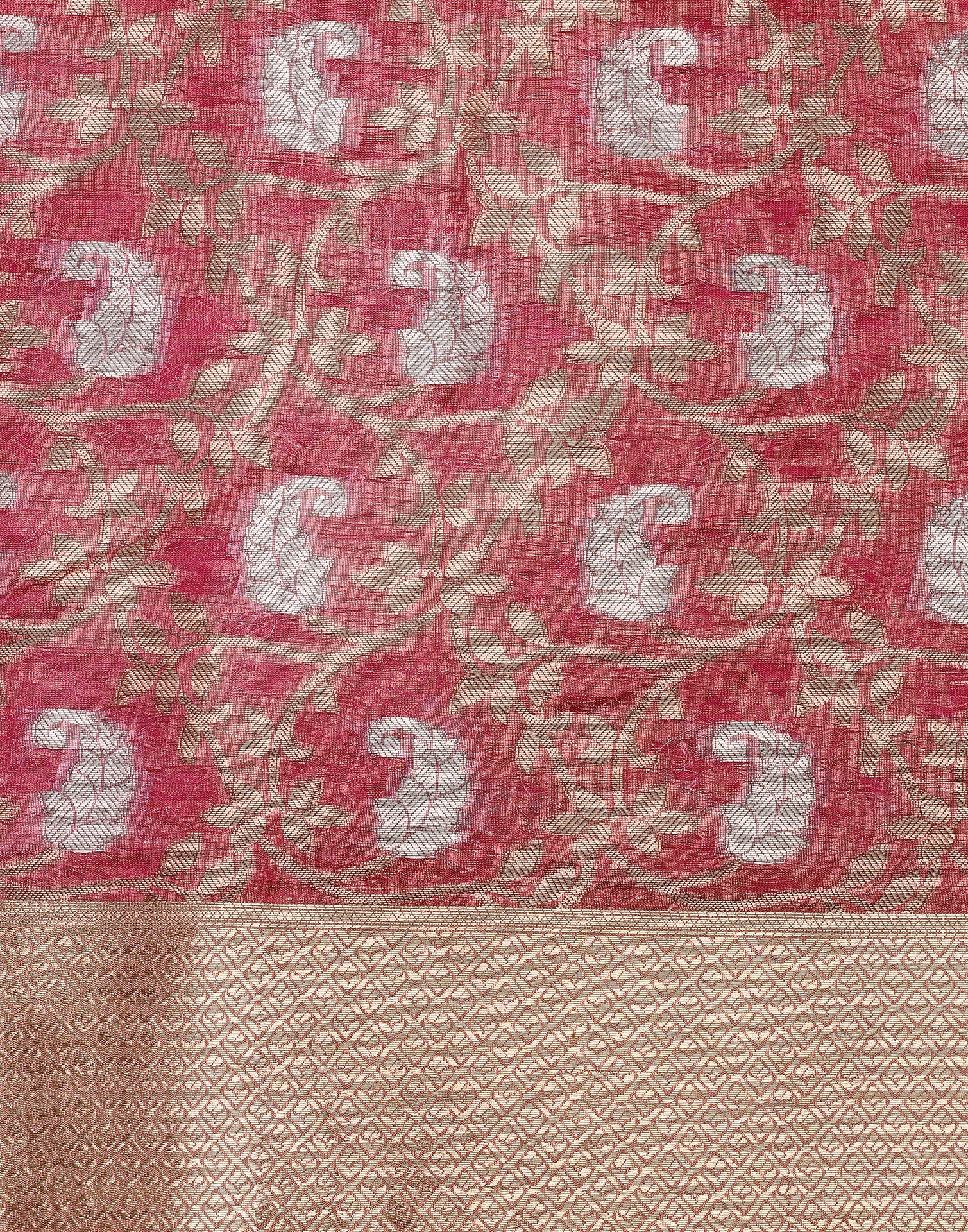 Light Pink &amp; Gold Silk Jacquard Saree | Leemboodi