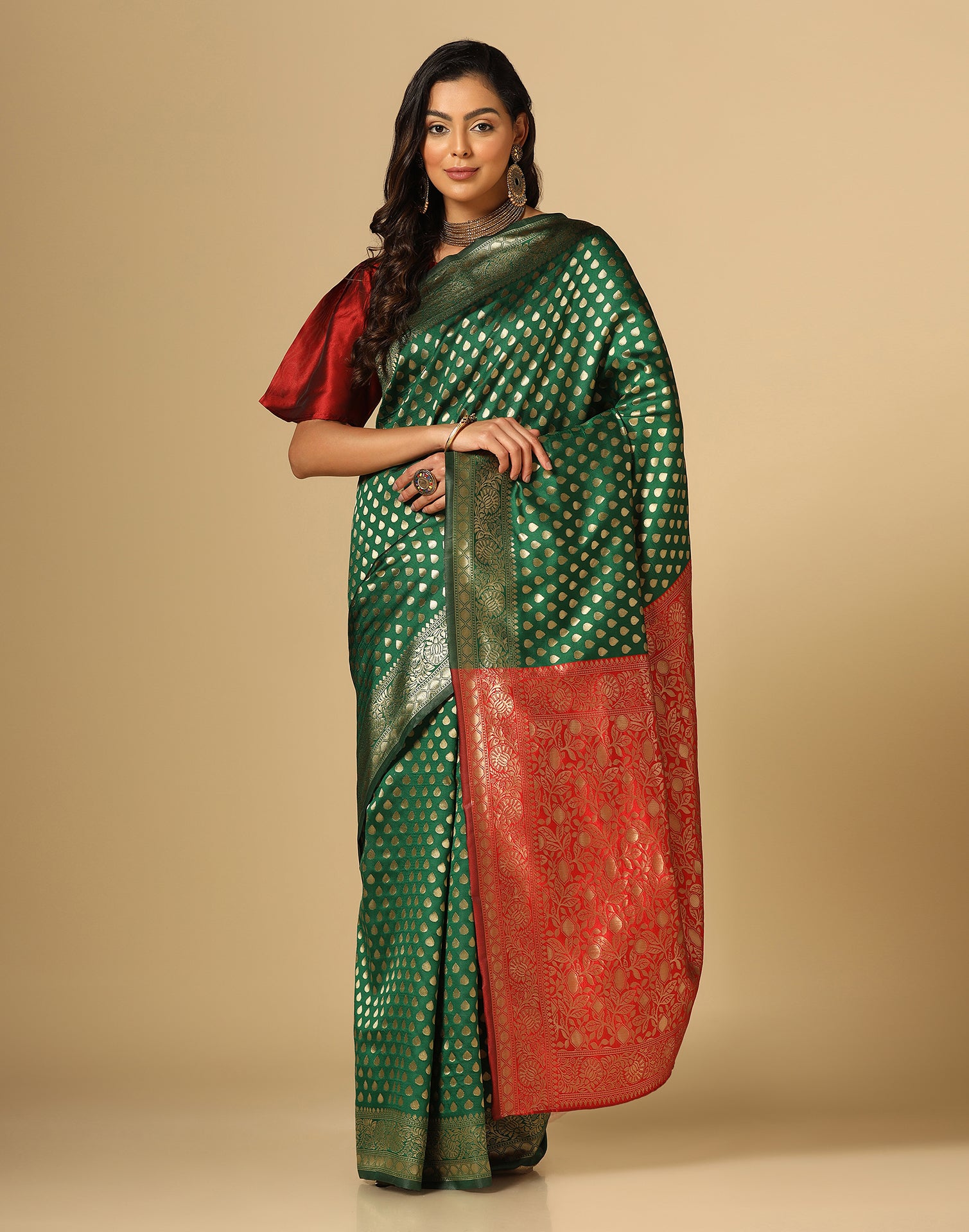 Green Banarasi Silk Saree | Leemboodi