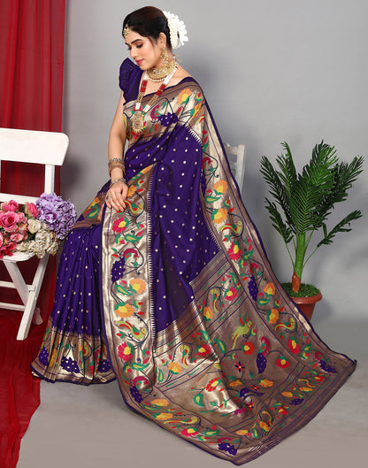 Violet Paithani Silk Saree | Leemboodi