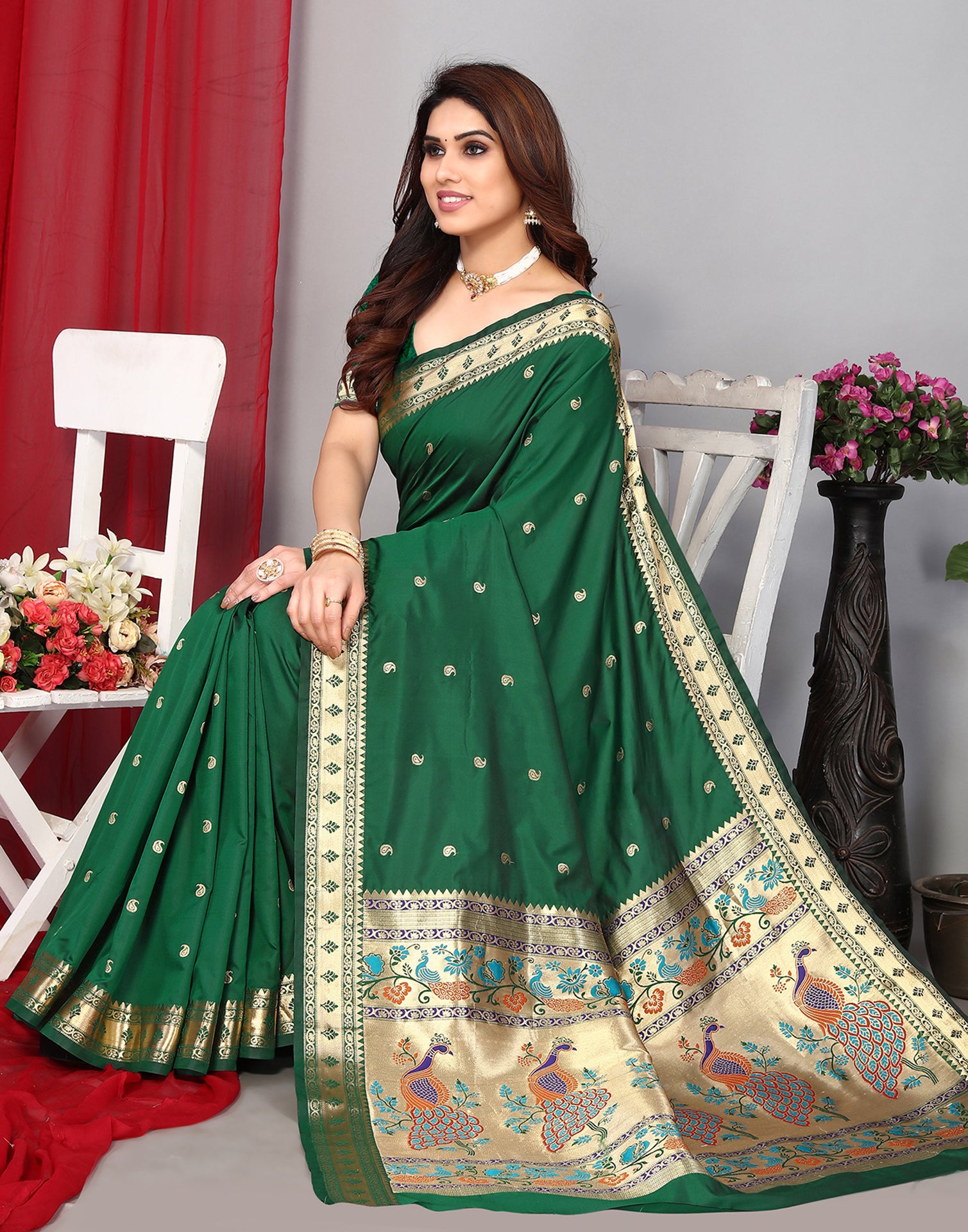 Buy Traditional Wear Light Green Paithani Silk Saree Online From Surat  Wholesale Shop.